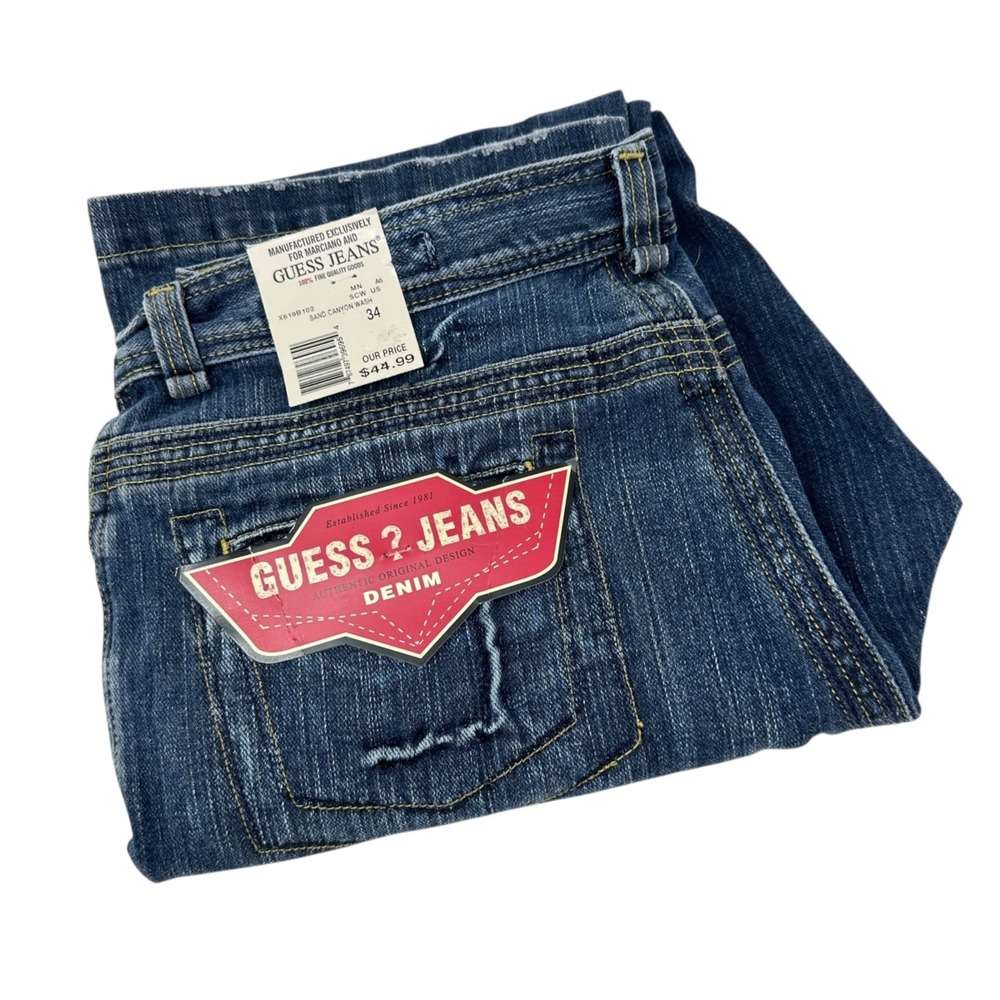 Vintage GUESS Jeans MARCIANO Mens‎ Blue NWT Dead Stock Distressed  SIZE 34